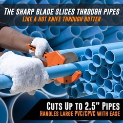 American Mutt Tools 2 1/2 Inch PVC Pipe Cutter &ndash; Ratcheting PVC Cutter Tool
