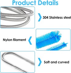 2 Pcs Flexible Drain Pipe Cleaning Brush, 36&Prime; Extra Long Double Ended Nylon Bris