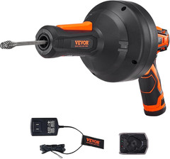 Cordless 12V Drain Auger, 25FT Plumbing Snake with Battery & Charger Included
