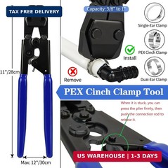 PEX Cinch Clamp Tool Kit, 3/8&Prime; to 1&Prime; PEX Pipe Clamp Cinch Tool with 1pcs Pipe Cu