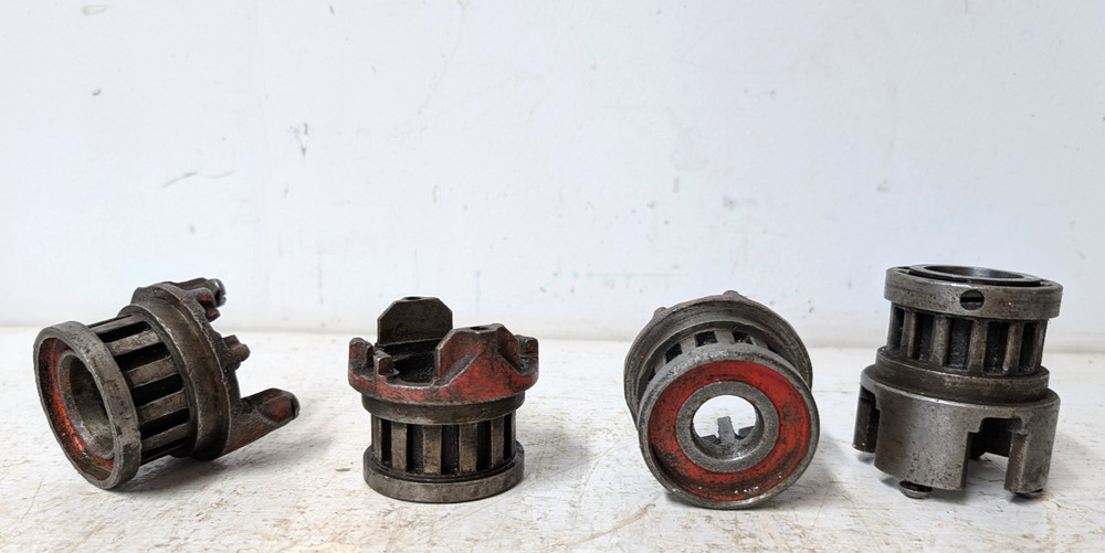(x3) Reed 1/2&Prime;, 1&Prime;, 1-1/2&Prime; Die Heads & (x1 Unbranded 1-1/4&Prime; Die Head Holds 2&Prime;x2&Prime;