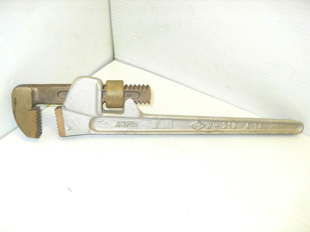 ⭐NEW⭐ Ampco W-212 Non Sparking Bronze Adjustable 14&Prime; Pipe Wrench SPARK PROOF