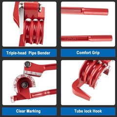 3 In 1 Tubing Bender 0 180 Degree Manual Pipe Tube Bending Tool 1/4 5/16 3/8 Inc