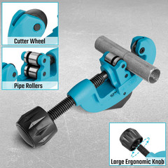 Quick-Acting Tubing Cutter for Copper, Brass, Aluminum & Plastic, Includes Reame