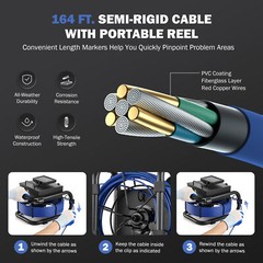 Zelcan 4.3 in. Sewer Camera w 50m/164ft Cable Length Marker Drain Pipe Camera