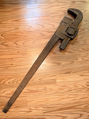 Vintage TRIMO Trimont 36&rdquo; Heavy Duty Pipe Wrench Industrial Forged Steel Tool