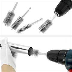 6Pcs Copper Tube Pipe Cleaner Brush Set 1/2&Prime; 3/4&Prime; 1&Prime; Wire Bore Drill 1/4&Prime; Hex