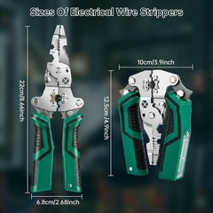 GRENTOOL 18-in-1 Heavy Duty Wire Stripper Pliers, 12-220V AC/DC, Self-Test, Gree