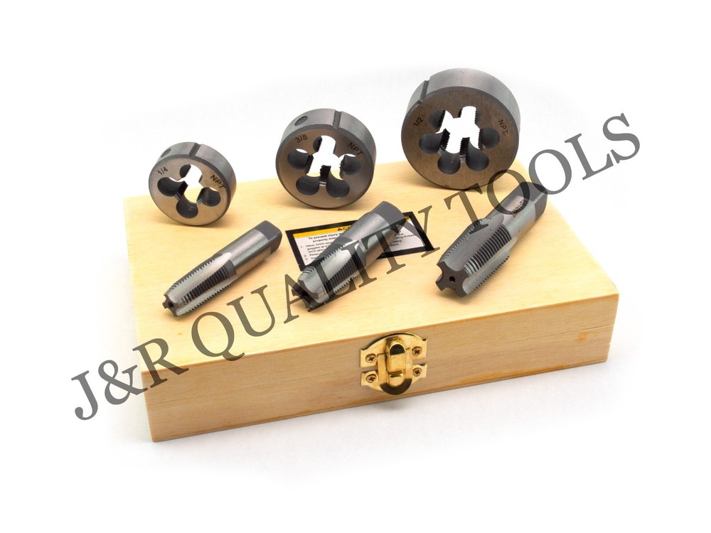 6 PC 1/4&Prime; 3/8&Prime; 1/2&Prime; INCH HIGH CARBON STEEL PIPE TAP & AND DIE SET