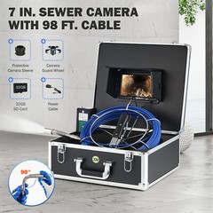 7 in. Self-Leveling Sewer Inspection Camera with 98ft Cable 12 LED Lights IP68