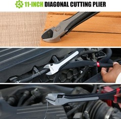 11&Prime; Diagonal Cutting Nose Plier, Non-Slip Grip, Straight Extra Long Diagonal Wir