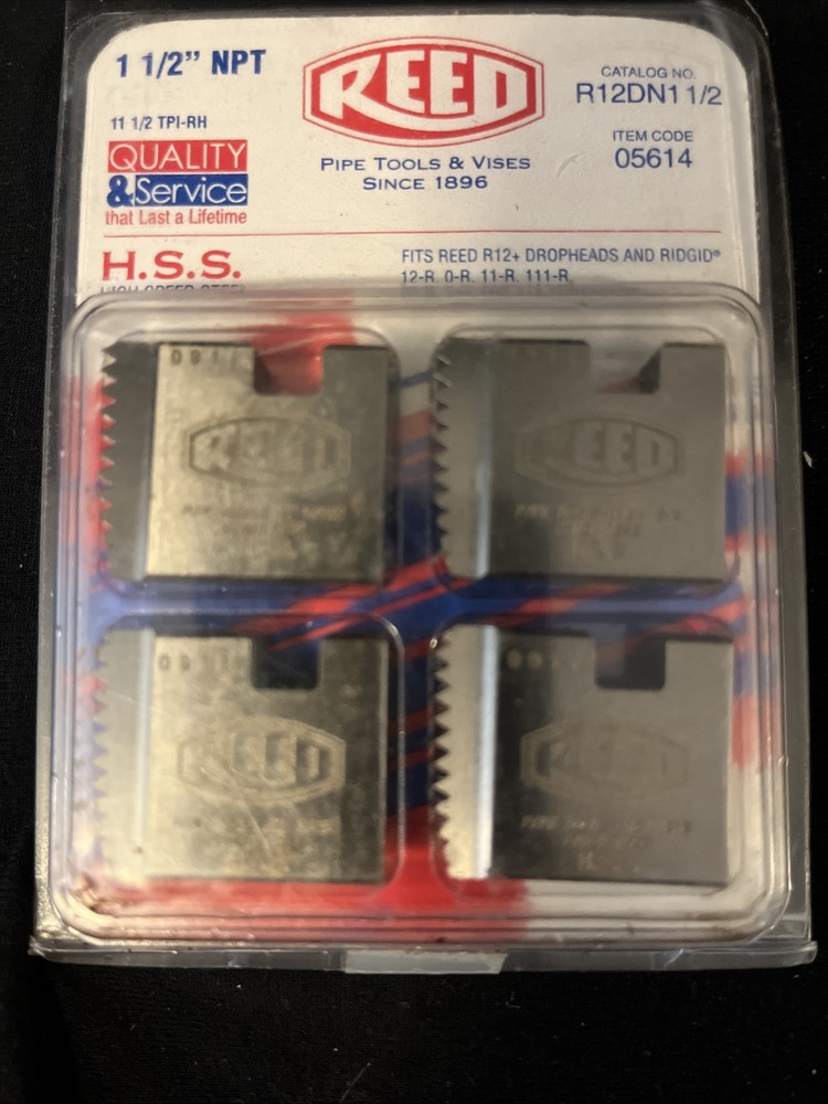 Reed Mfg R12+ Segmental Pipe Dies 1-1/2&Prime; NPT Item 05614 Catalog R12DN 1 1/2 HSS