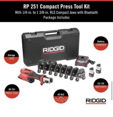 RIDGID RP 251 78238 Compact Press Tool Kit w/ RLS Jaws, Case, Charger, Batteries