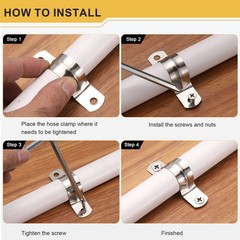 15Pcs 30mm(1-3/16&Prime;) Stainless Steel 2 Hole U-Tube Strap Clamp, Silver