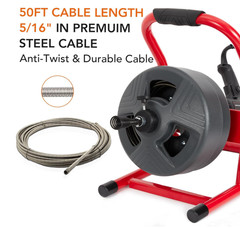 M&aacute;quina desatascadora el&eacute;ctrica 50FT 5/16&Prime;, 6 cuchillas, 3/4-3&Prime; tubos