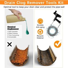 Drain Auger 25ft 1/4in Drum Plumbing Drain Snake Clog Remover Autofeed Black