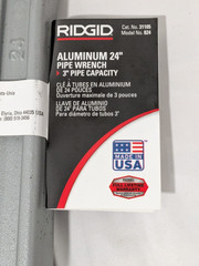 Ridgid Straight Pipe Wrench: 3" Max, 24" OAL, Aluminum 31105