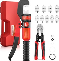 8-Ton Hydraulic Crimping Tool Kit with 9 Dies & Wire Cutter, Heavy-Duty Hydrauli