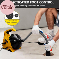 Drain Cleaner Machine 30Ft X 3/10In, Auto-Feed Electric Drain Snake with Foot Sw