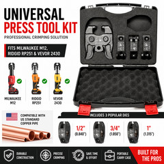 24kN Copper Pipe Press Jaw & Ring Kit 1/2&Prime; 3/4&Prime; 1&Prime; Fits M12 RP241 RP251 VUS