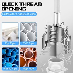 Dual Function Pipe Threading & Reaming Tool Kit for PVC &ndash; 3 Set (1/2&rdquo;, 3/4&rdquo;, 1&rdquo;)