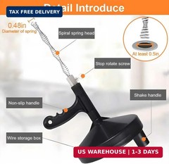 FLSEPAMB Drain Auger 25 Ft Plumbing Snake Snake Drain Clog Remove Tool Professio