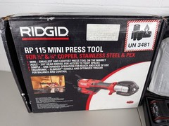 RIDGID RP 115 Mini Press Tool Kit 1/2 in to 3/4 Copper Stainless and 1 Battery