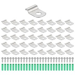 60Pack Stainless Steel Pipe Strap Fit for 1/8in(3mm) Cable U Shape Strap Clamp