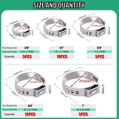 48PCS 5 sizes PEX Cinch Clamps Kit- Stainless Steel Pex Crimp Rings for Pipe &hellip;