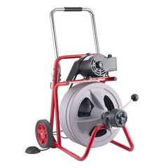 Uimoso 75FT x 1/2 Inch Drain Cleaning Machine with Auto Feed, Wheels & 8 Cutters