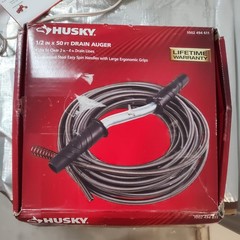 Husky 1/2 in. x 50 ft. Heavy‑Duty Manual Drain Auger for Clogged 1002494611 USED