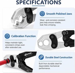 PEX Crimping Tool Kit for ASTM F1807 Copper Crimp Ring Systems, 1/2 Inch & 3/4 I