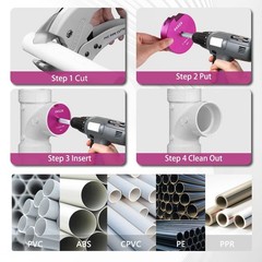 4 PCS PVC Pipe Reamer Kit 1.5&Prime;-4&Prime; for SCH 40 CPVC ABS, Heavy-Duty Carbide Tool