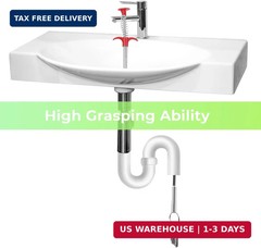 Drain Snake Auger with 4-Claw Grabber, Manual Sink Unclogger Tool, Flexible Cabl