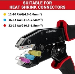 Crimping Tool for Heat Shrink Connectors, AWG 22-10 Ratcheting Wire Terminal Cri