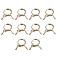 Double Wire Spring Hose Clamp, 10pcs 65Mn Steel 9mm Clips, Color Zinc Plated