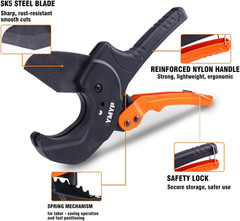 YEC-P63 PVC Pipe Cutter, Ratcheting Pipe Cutter Tool for Plastic Tubing, Cuts