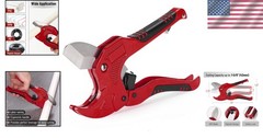 Bates PVC Pipe Cutter &ndash; Cuts Up to 1-5/8&rdquo;, Red Ratcheting Tool for Easy Handling