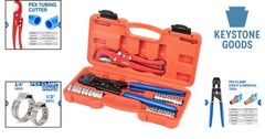 Professional PEX Clamp Tool Kit with Rings & Cutter for Plumbing