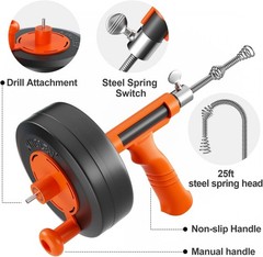 Durable 25ft Drain Auger with Carry Bag and Gloves &ndash; Ideal for Kitchen & Bath