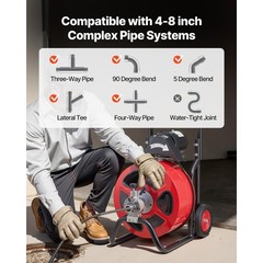 Uimoso Electric Drain Auger Machine with 100 FT x 3/4 In Cable and Auto Feed