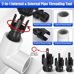 2 Pcs PVC Pipe Threader Kit Dual Function Internal External Plumbing Die