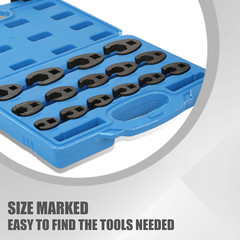 1/2&Prime; & 3/8&Prime;Drive Metric Crows Foot Crowfoot Wrench Set 8-24mm w/ Case 15Pcs Tool