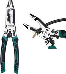 Multifunctional 10-in-1 Wire Stripper Tool, CR-V Cable Cutters & Pliers in Green