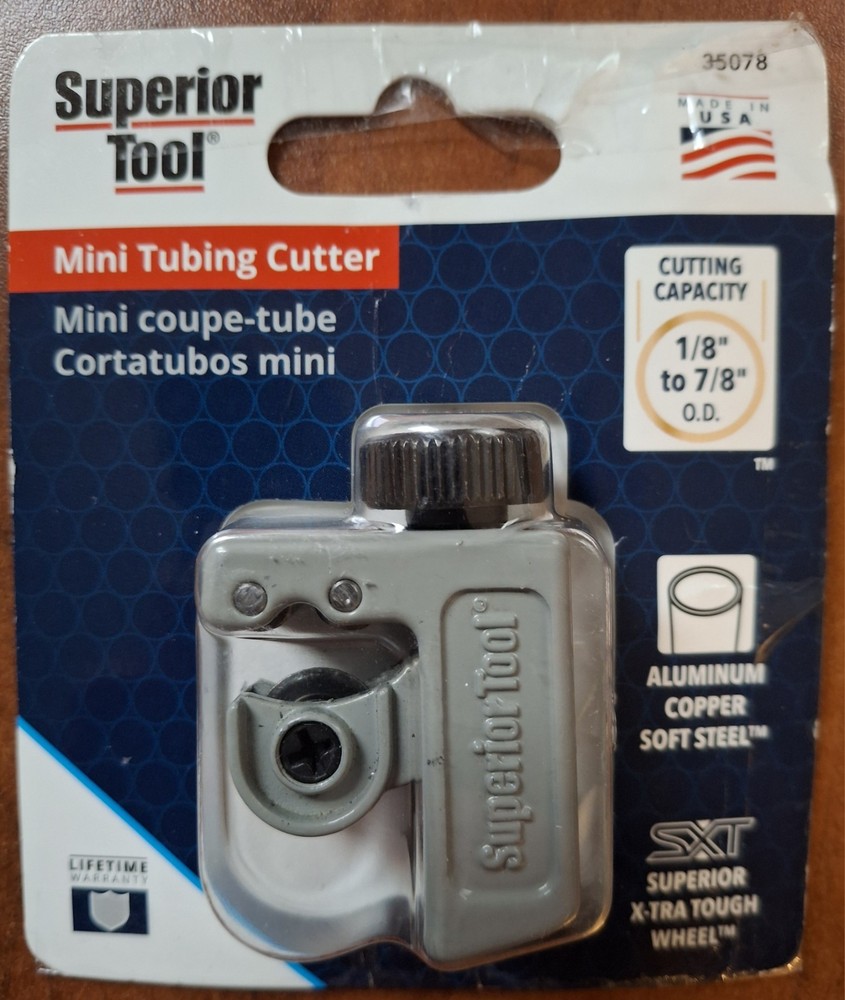 Superior Tool 7/8 in. Mini Tube Cutter Black/Gray 35078