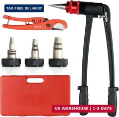 PEX-A Expander Tool Kit with 3 Self-Rotary Matte Nickel Plated Expansion Heads (