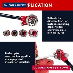 TEXALAN(R) Ratchet Pipe Threader Kit Ratcheting Pipe Threading Tool Set 5 Dies(3