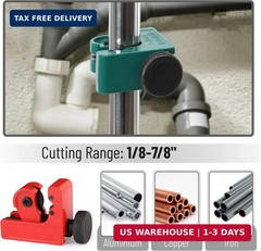 Bates- PEX Pipe Cutter, Cuts up to 1-1/4&Prime;, Tube Cutter 1/8&Prime;-7/8&Prime;, PTFE Seal Tape