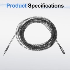 3/8&Prime; 10mm Flexible Drain Cleaning Cable 33ft Spiral Drain Snake Tool HARFINGTON