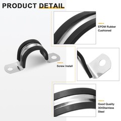 14Pcs 25mm(1&Prime;) Stainless Steel Rubber 2 Hole U-Tube Strap Clamp, Black